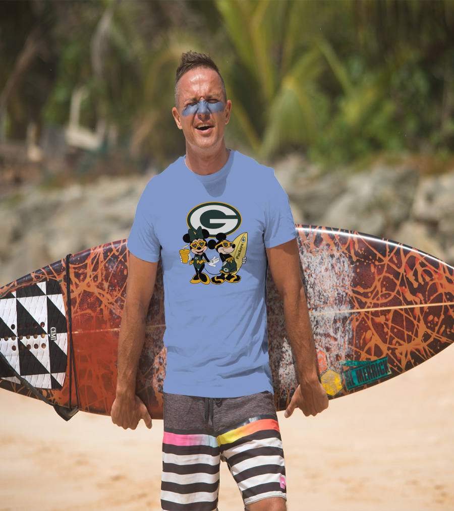 Packers Mickey Minnie Surfing Vacation Fun T-Shirt