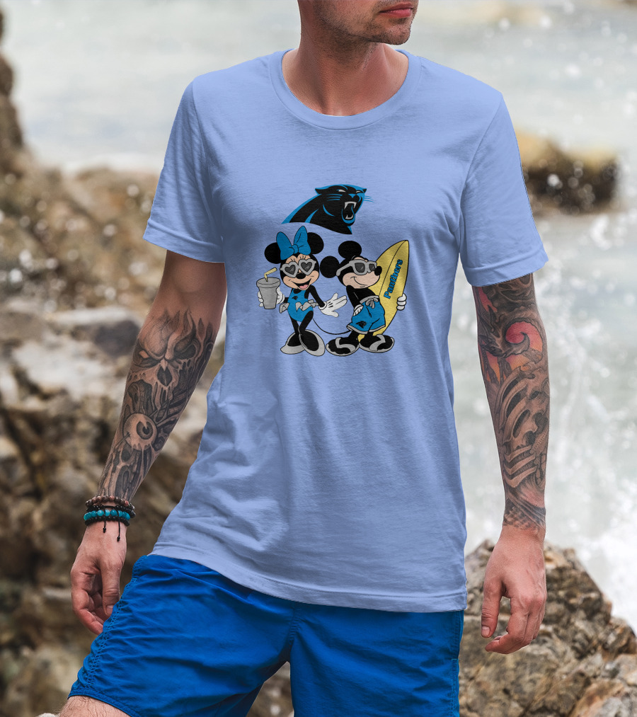 Mickey And Minnie Panthers Surfing Vacation T-Shirt