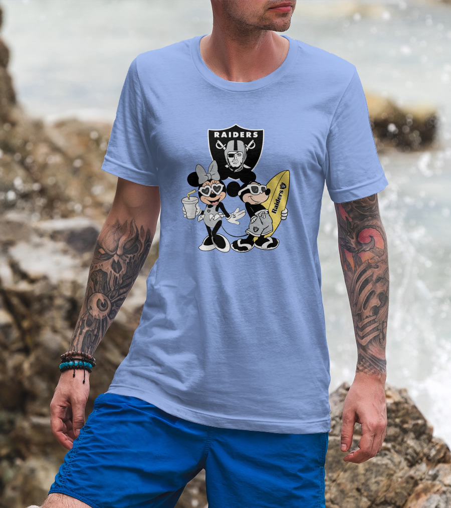 Raiders Mickey Minnie Vacation Surfing Fun T-Shirt