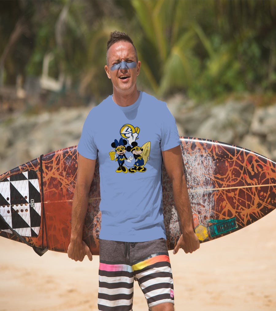 Rams Mickey Happy Vacation Football Surf Adventure T-Shirt