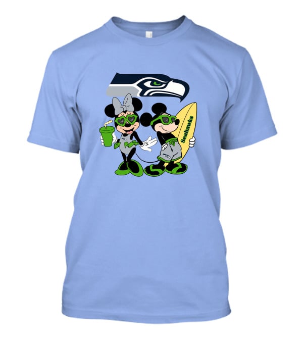 Seahawks Mickey And Minnie Happy Vacation Surfing Adventure T-Shirt