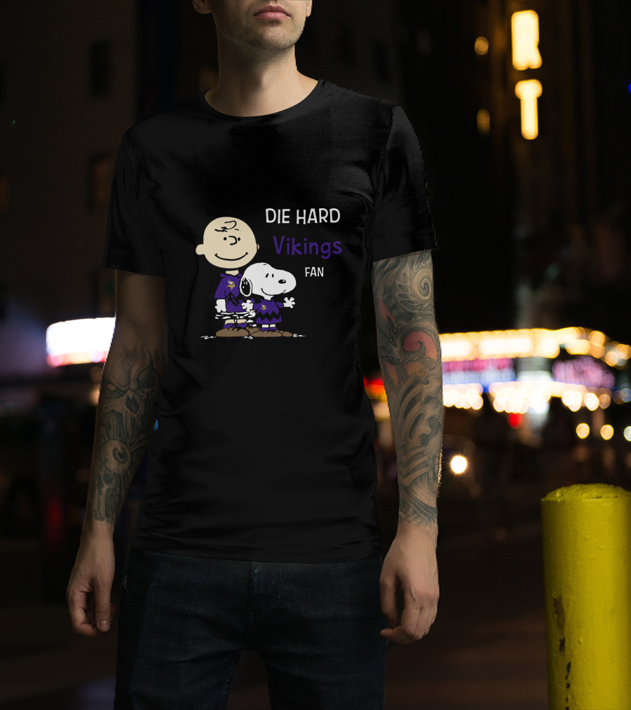 Die Hard Vikings Fan Snoopy And Charlie Brown T-Shirt