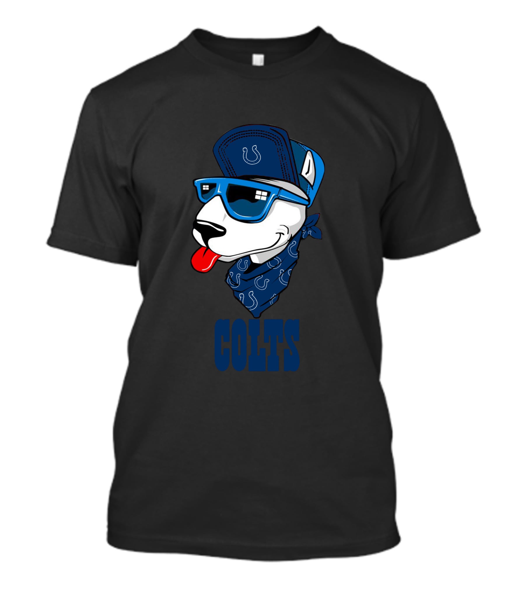 Colts Bull Terrier Wearing Sunglasses And Bandana With Horseshoe T-Shirt