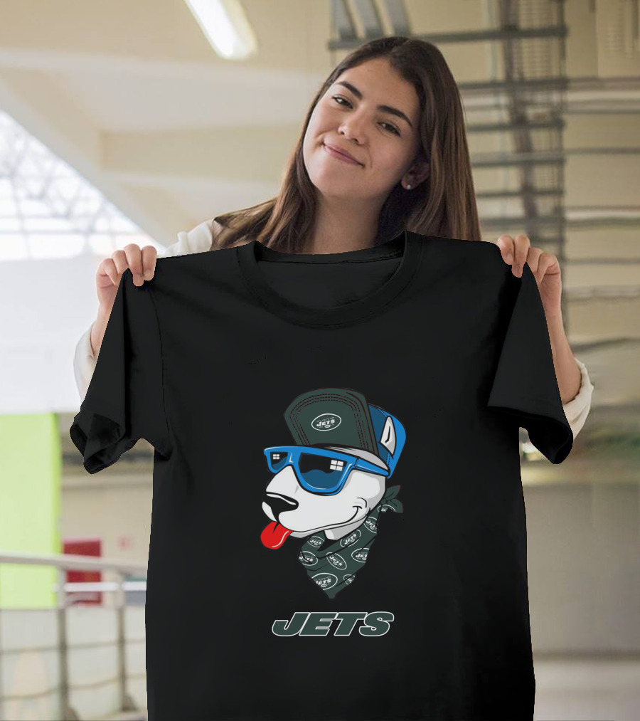 Jets Bull Terrier with Bandana and Sunglasses T-Shirt
