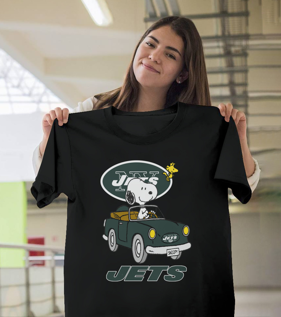 Jets Snoopy Woodstock Driving Car NY T-Shirt