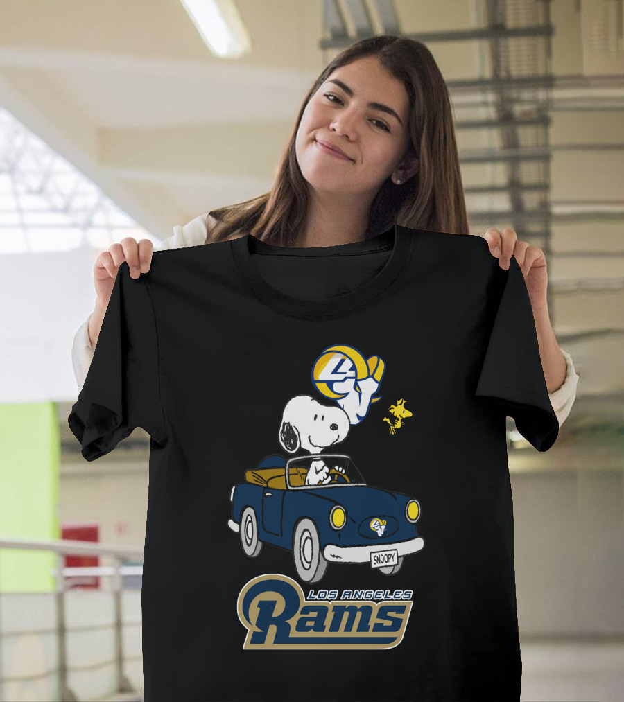 Los Angeles Rams Snoopy Driving With Woodstock T-Shirt