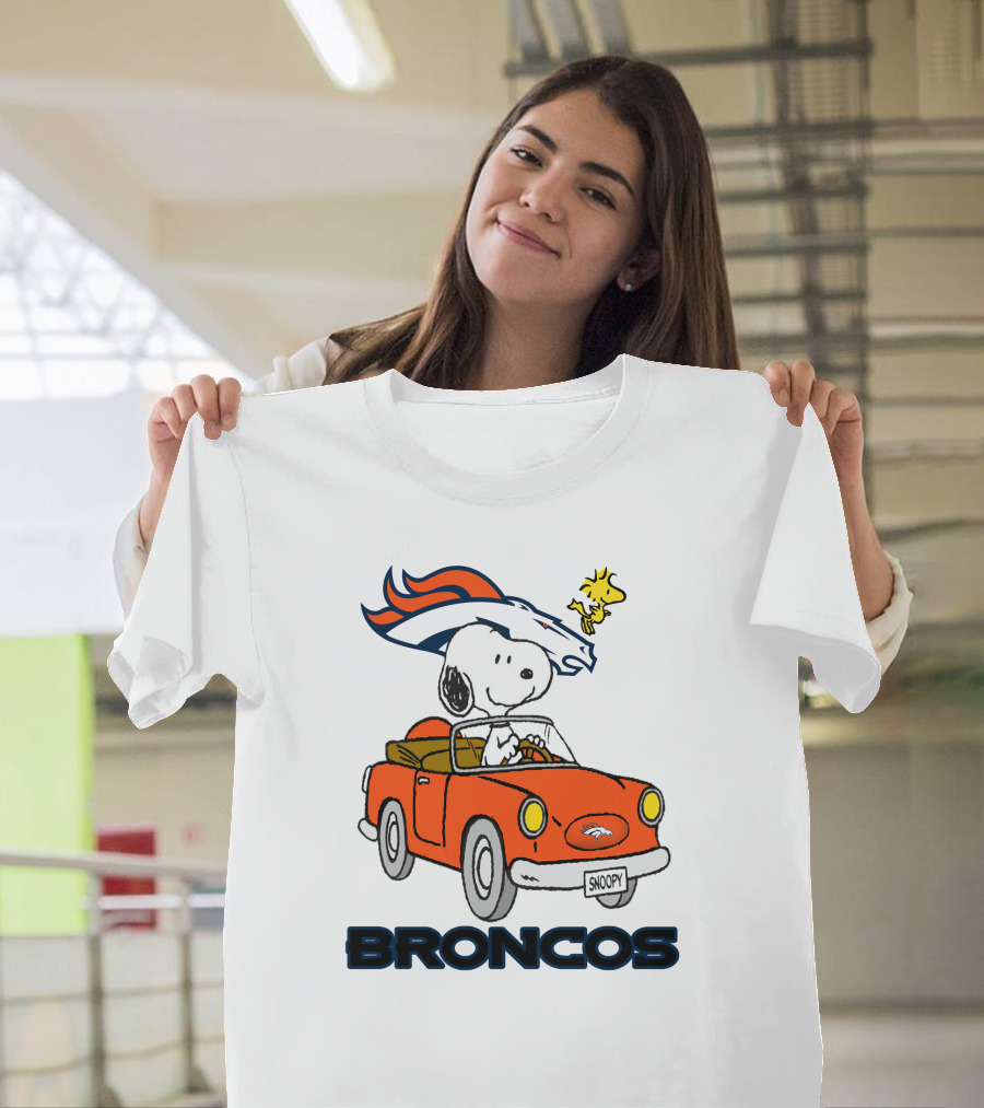 Broncos Snoopy Driving Adventure with Woodstock NFL T-Shirt