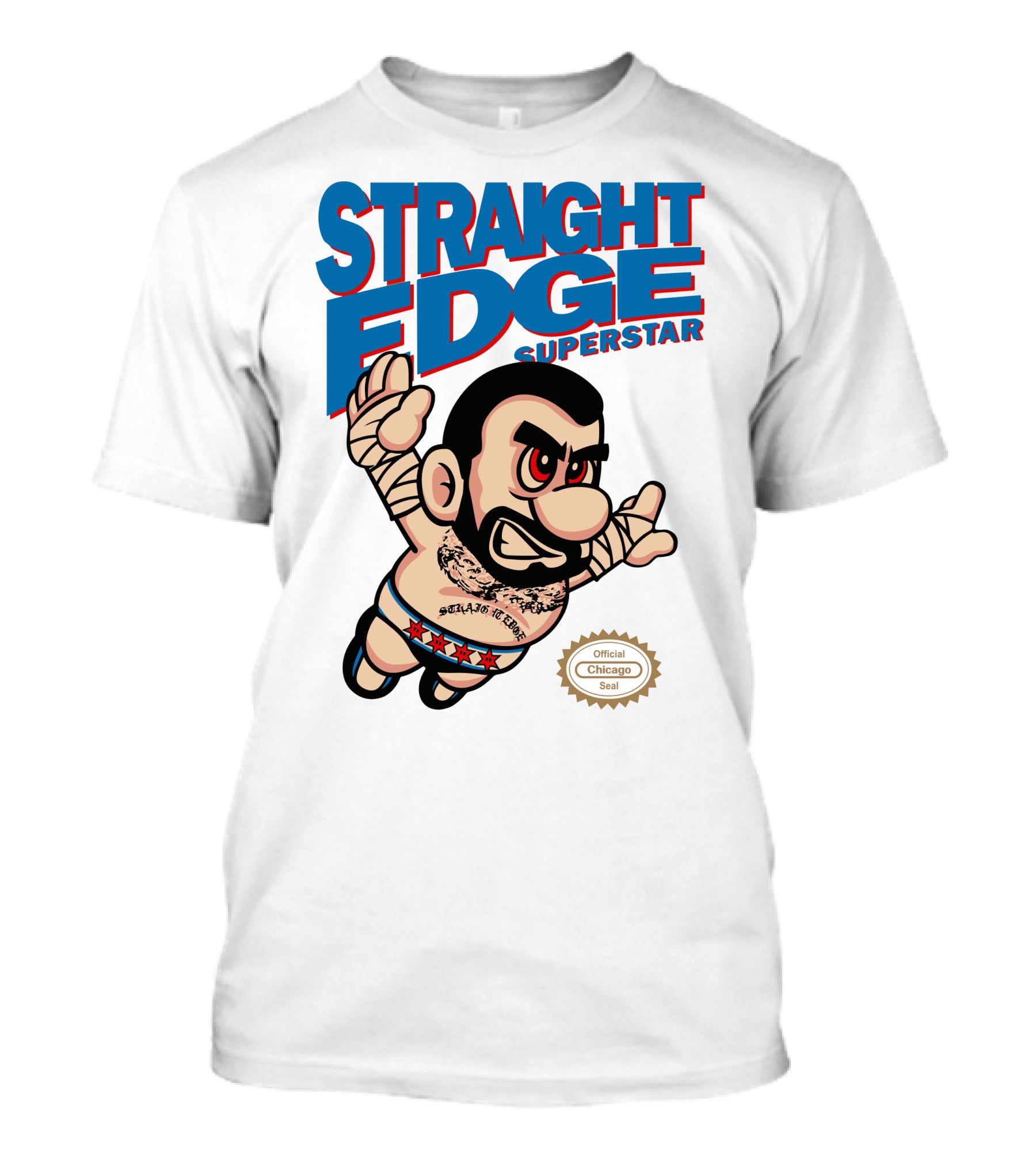 Straight Edge Superstar CM Punk Mario Official Chicago Seal T-Shirt