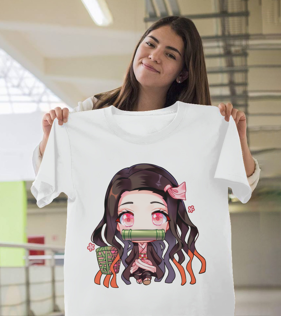 Nezuko Fanart Chibi Style Pink Aesthetic Character T-Shirt
