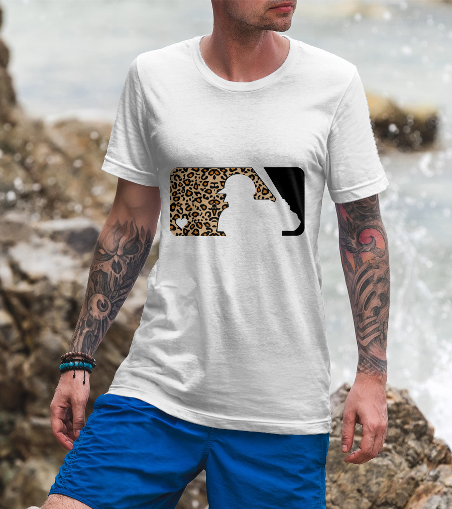 MLB Baseball Leopard Print Batter Silhouette Sublimated T-Shirt