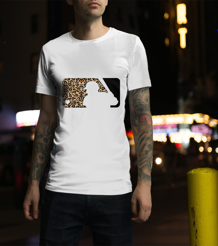 MLB Baseball Leopard Print Batter Silhouette Sublimated T-Shirt