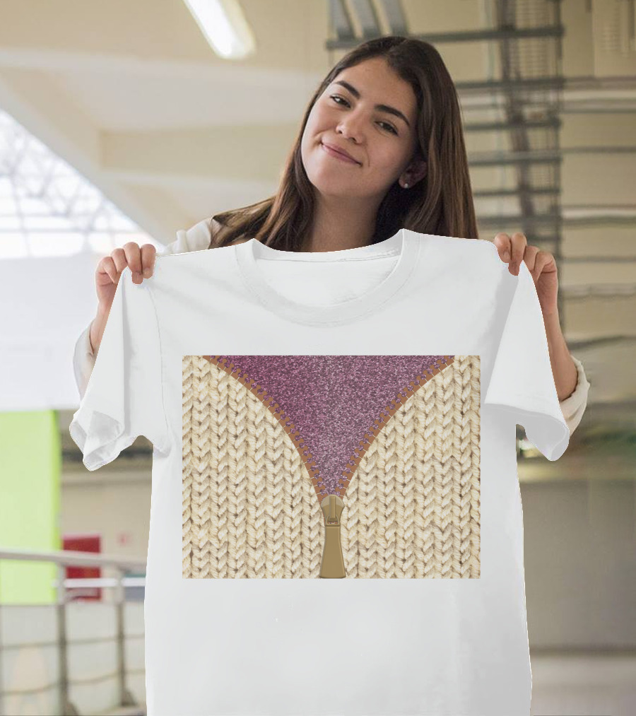 Rose Gold Glitter Knitted Sweater Zipper Tumbler T-Shirt