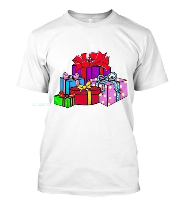 Christmas Presents With Bright Bows And Polka Dots T-Shirt