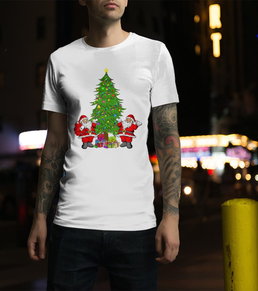 Christmas Tree Santa Claus Presents Holiday Decor T-Shirt