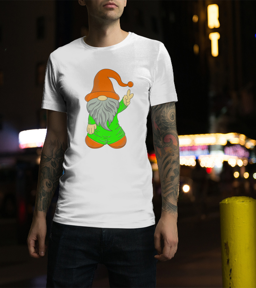 Cute Gnome Say Hi Peace Gesture T-Shirt