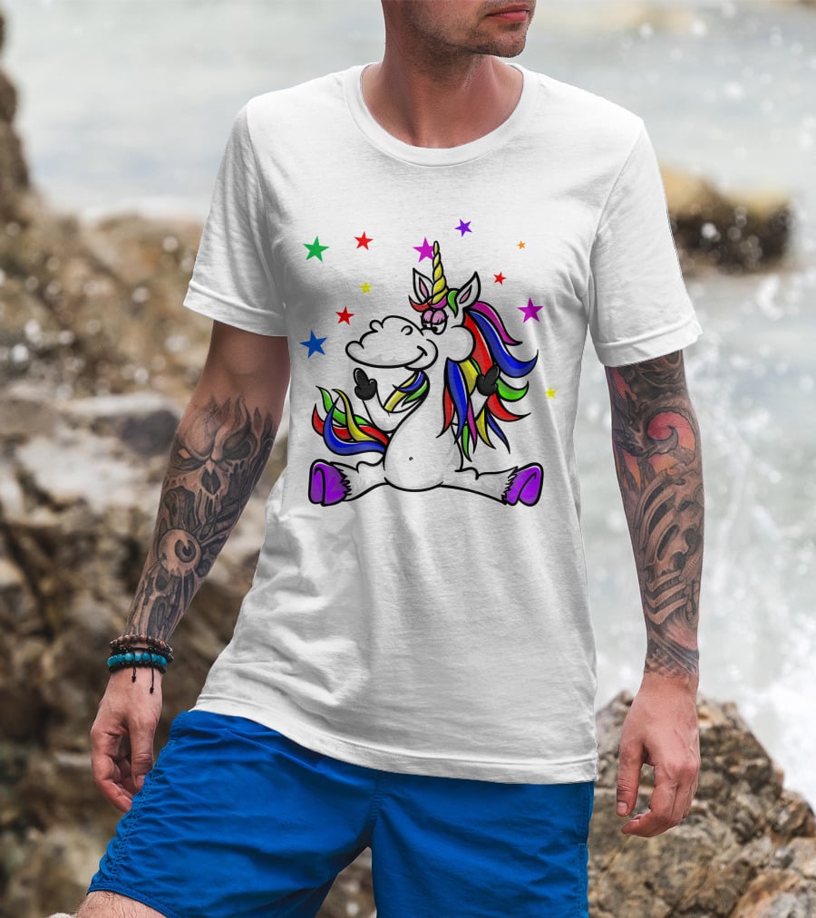 Funny Unicorn Twinkles Rainbow Star T-Shirt