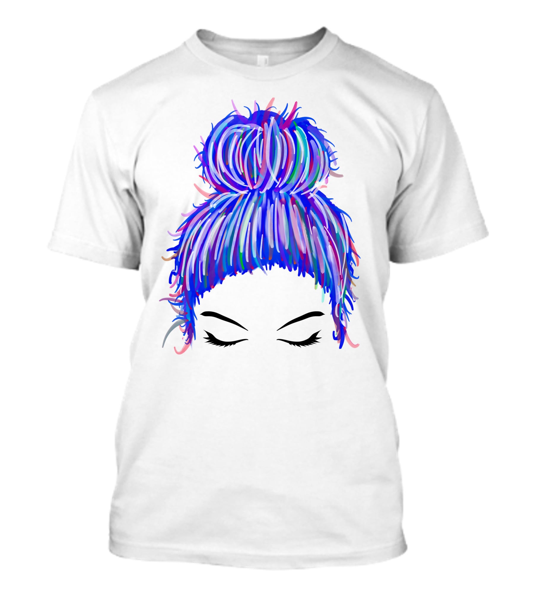 Messy Bun Mom Colorful Hair Updo T-Shirt