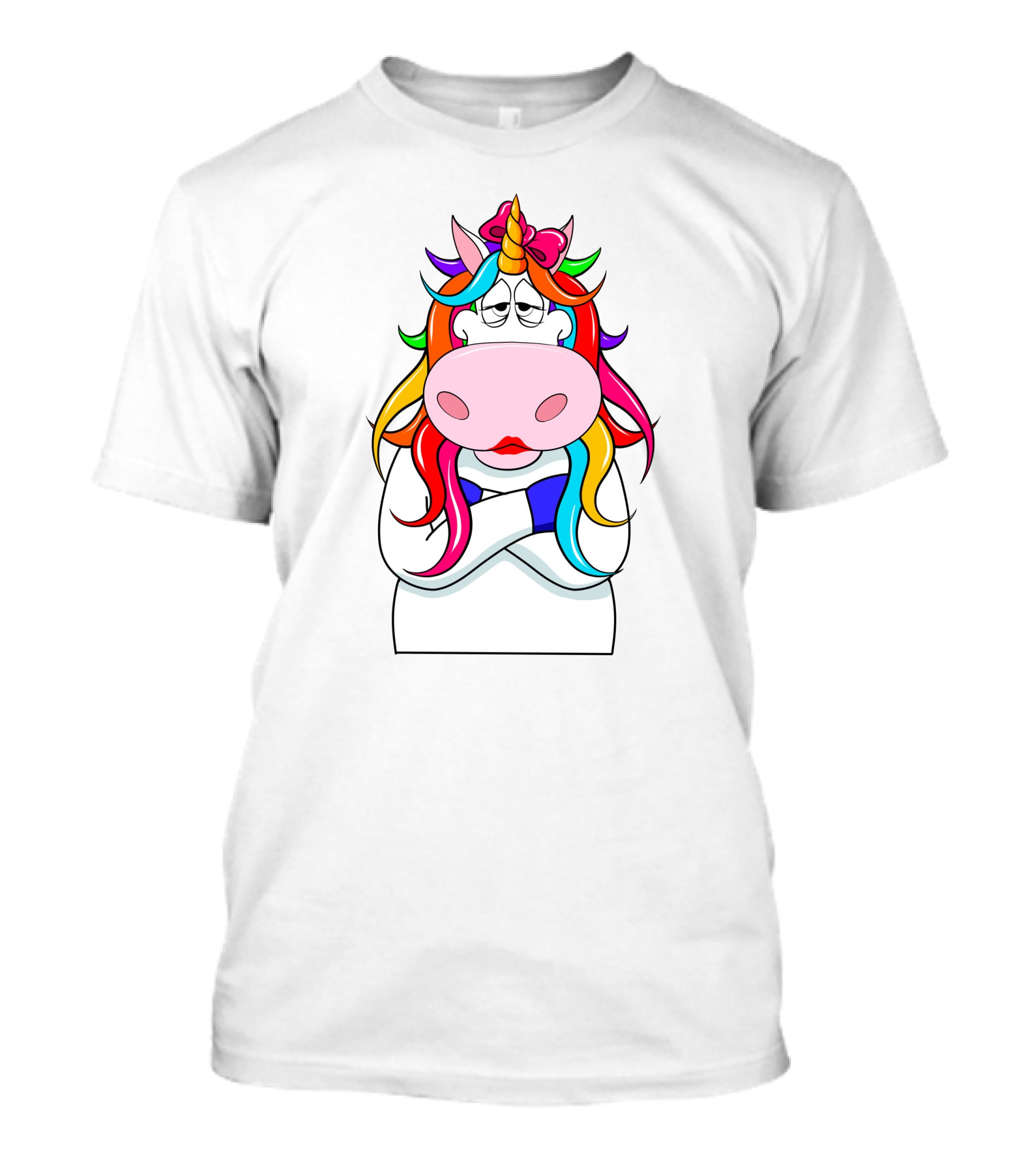 Bored Unicorn With Rainbow Mane And Crossed Arms T-Shirt