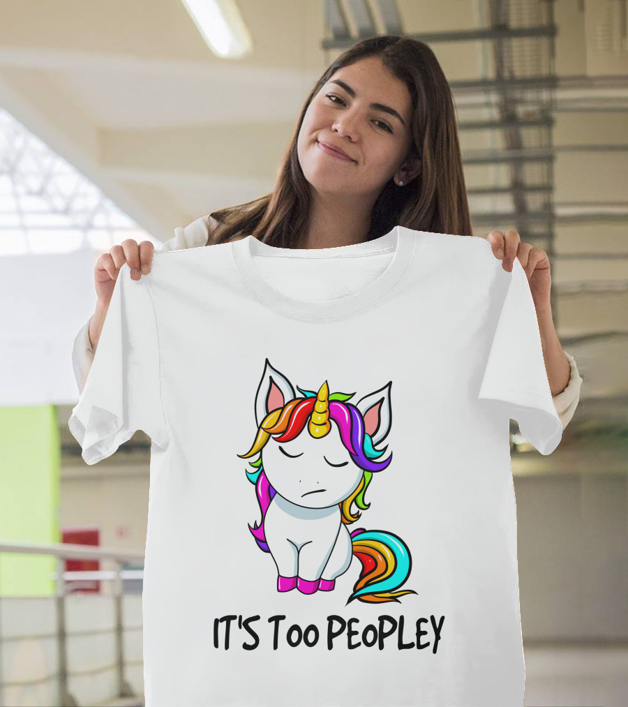 IT'S TOO PEOPLEY Unicorn Rainbow Mane Image T-Shirt