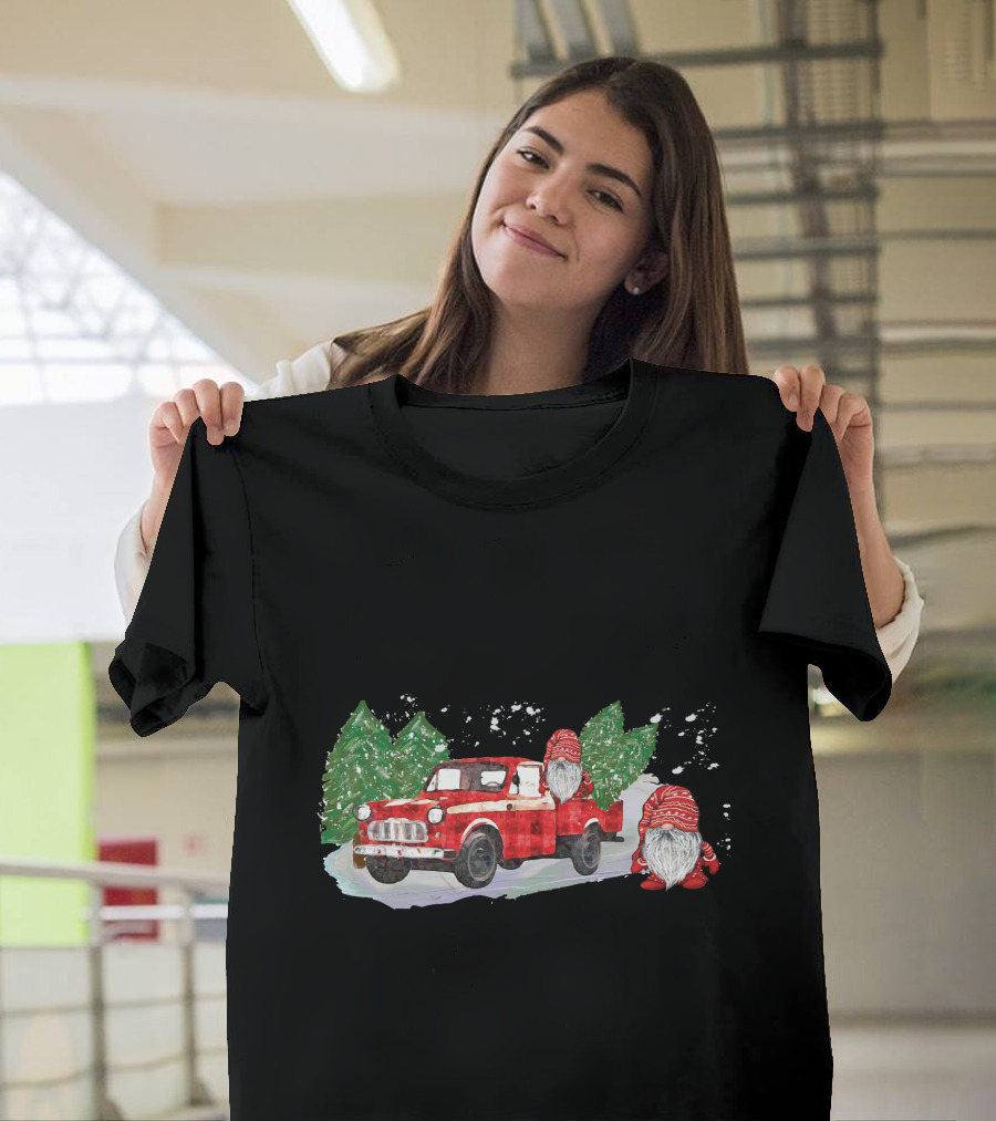 Christmas Tree Farm Red Pickup With Gnomes T-Shirt
