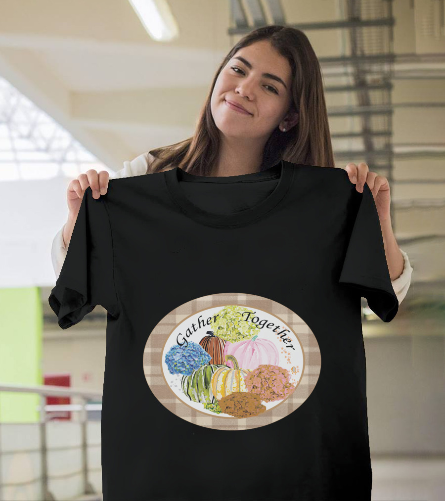 Gather Together Pumpkin Plaid Thanksgiving T-Shirt