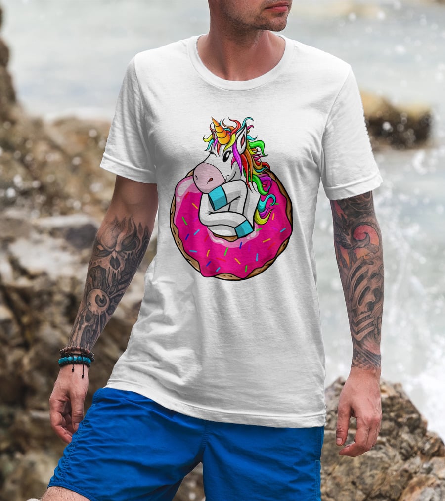 Baby Unicorn Inside Pink Sprinkled Donut T-Shirt