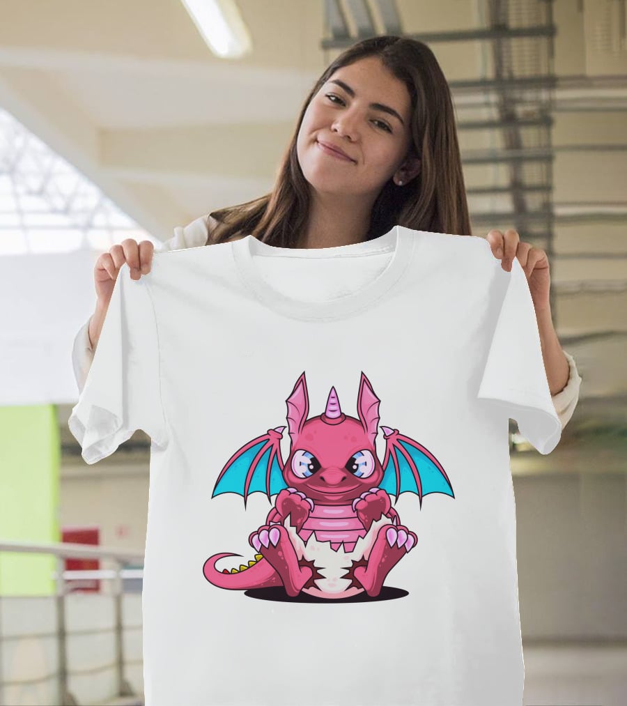 Pink Dragon Cute Cerulean Winged Hatchling T-Shirt
