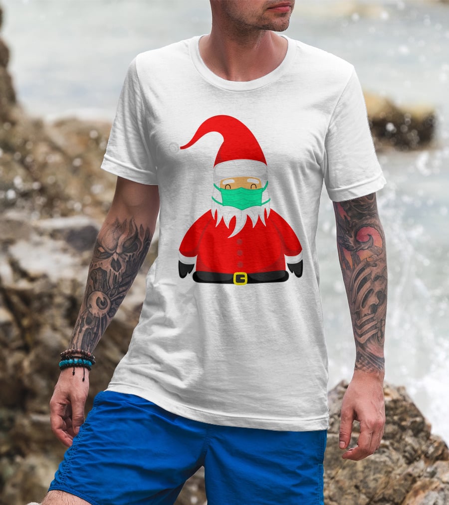 Santa Claus Wearing Green Face Mask T-Shirt