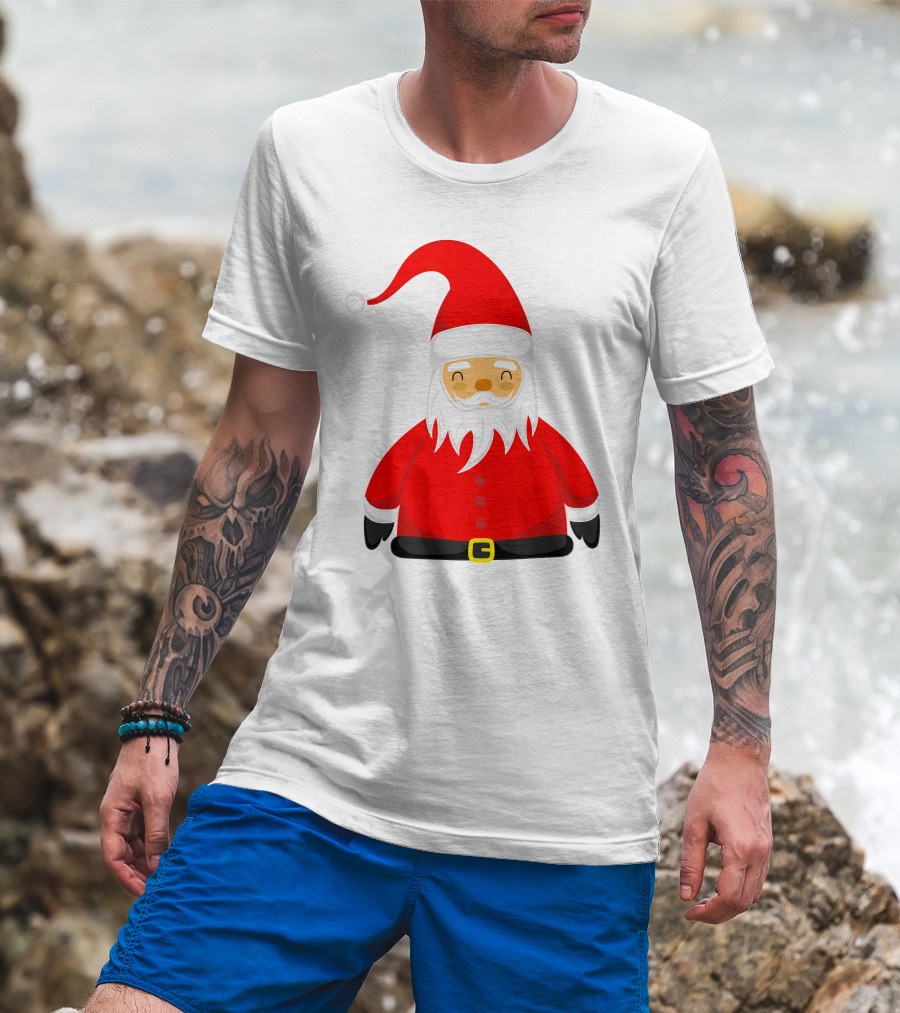 Santa Claus Outfit On Christmas Cartoon T-Shirt