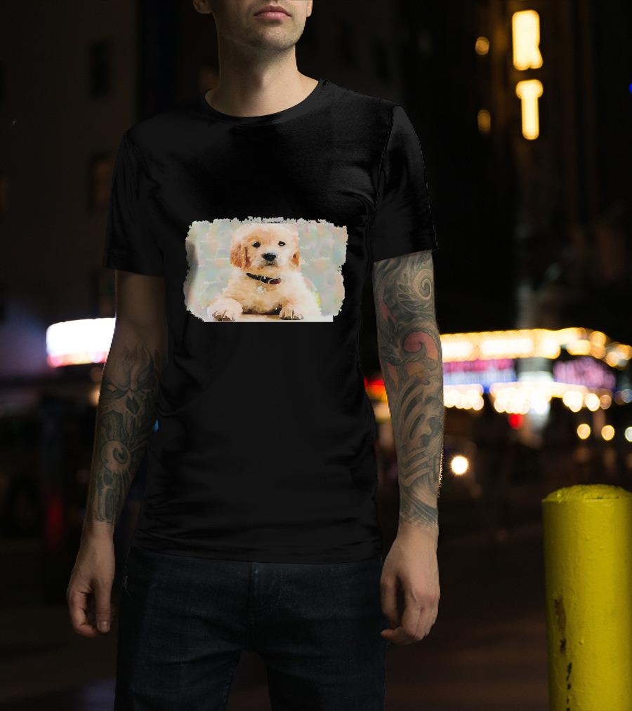 Watercolor Puppy Dog Golden Retriever Pastel Abstract T-Shirt