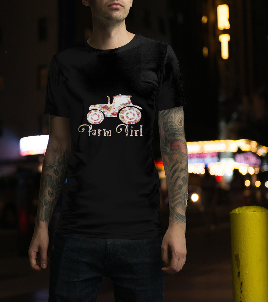 Farm Girl Floral Tractor T-Shirt