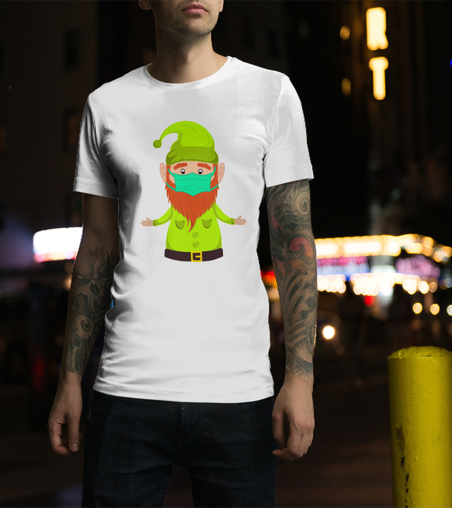 Gnome With Green Hat Wearing Face Mask T-Shirt