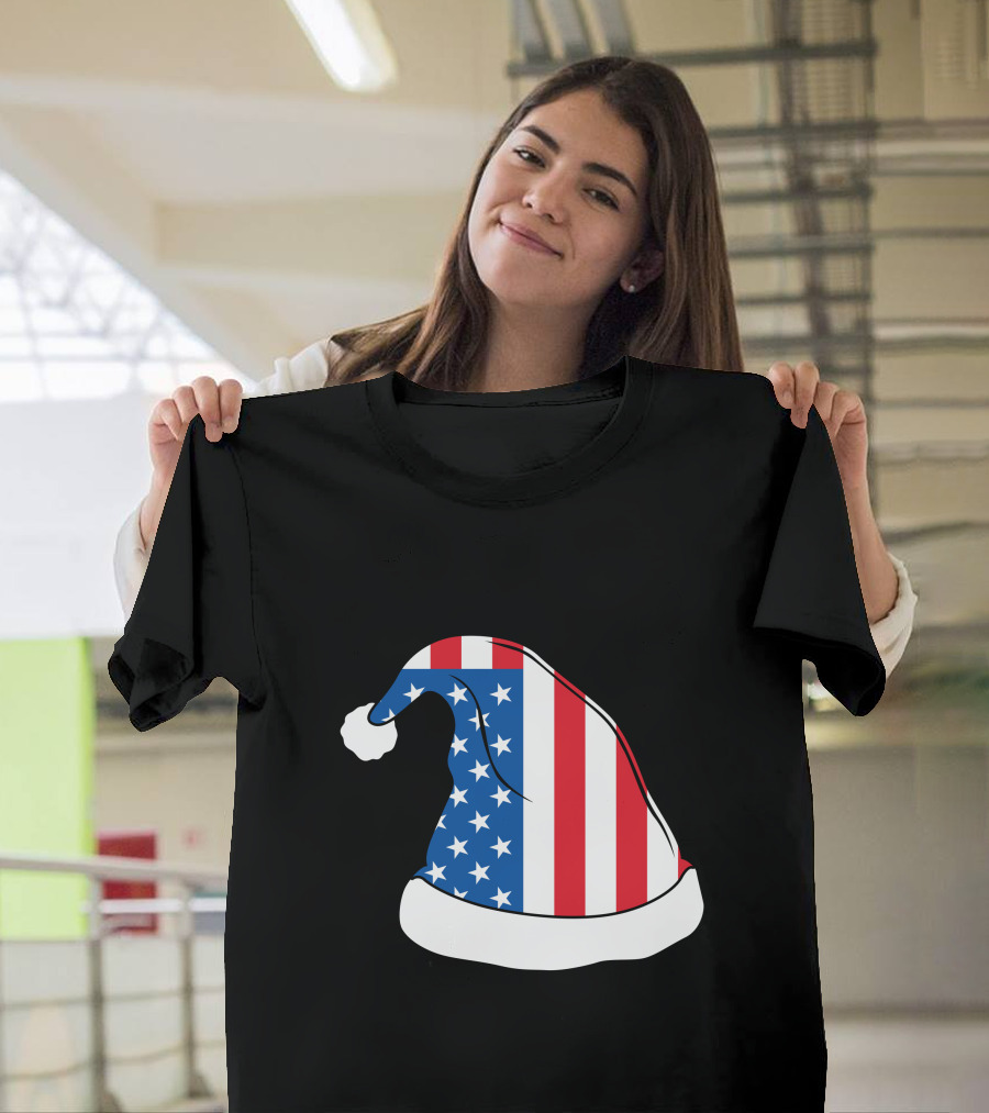 USA Flag Santa Hat Christmas Hat T-Shirt