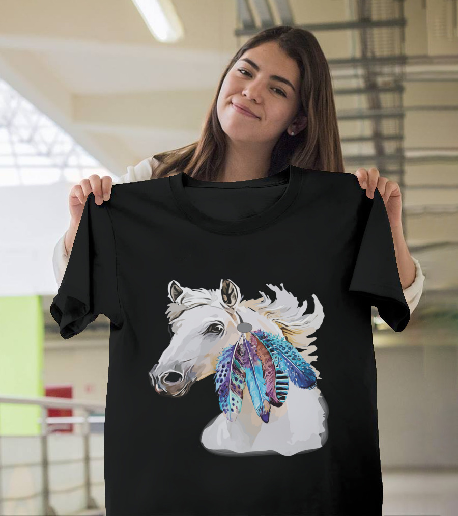 Horse Boho Feathers Vibrant Mane T-Shirt