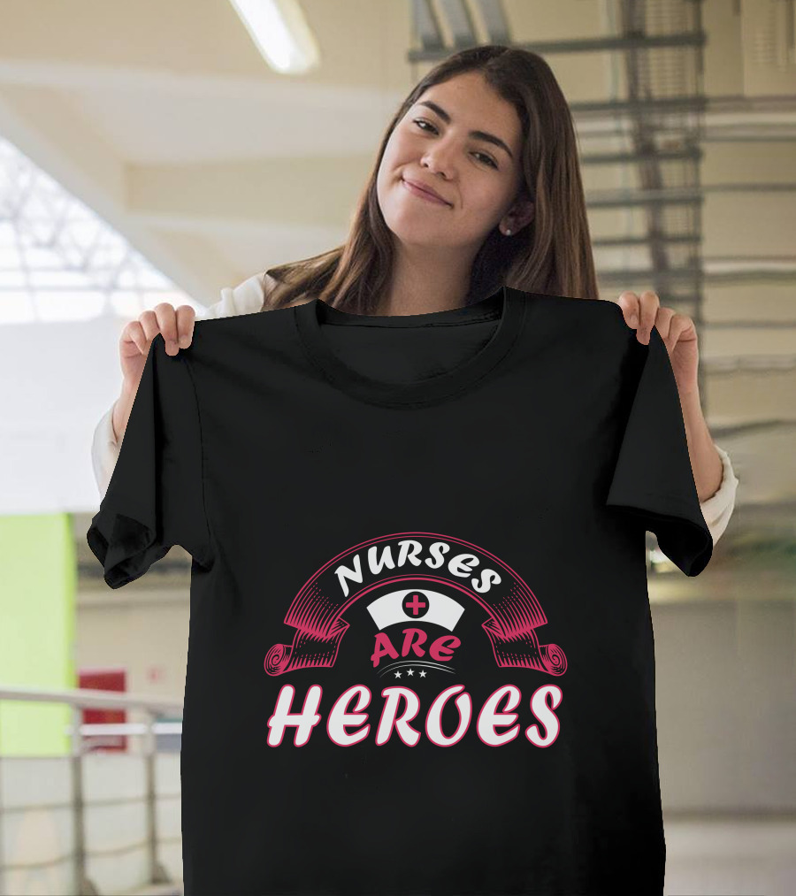 Nurses Are Heroes Red Cross Nurse Hat T-Shirt