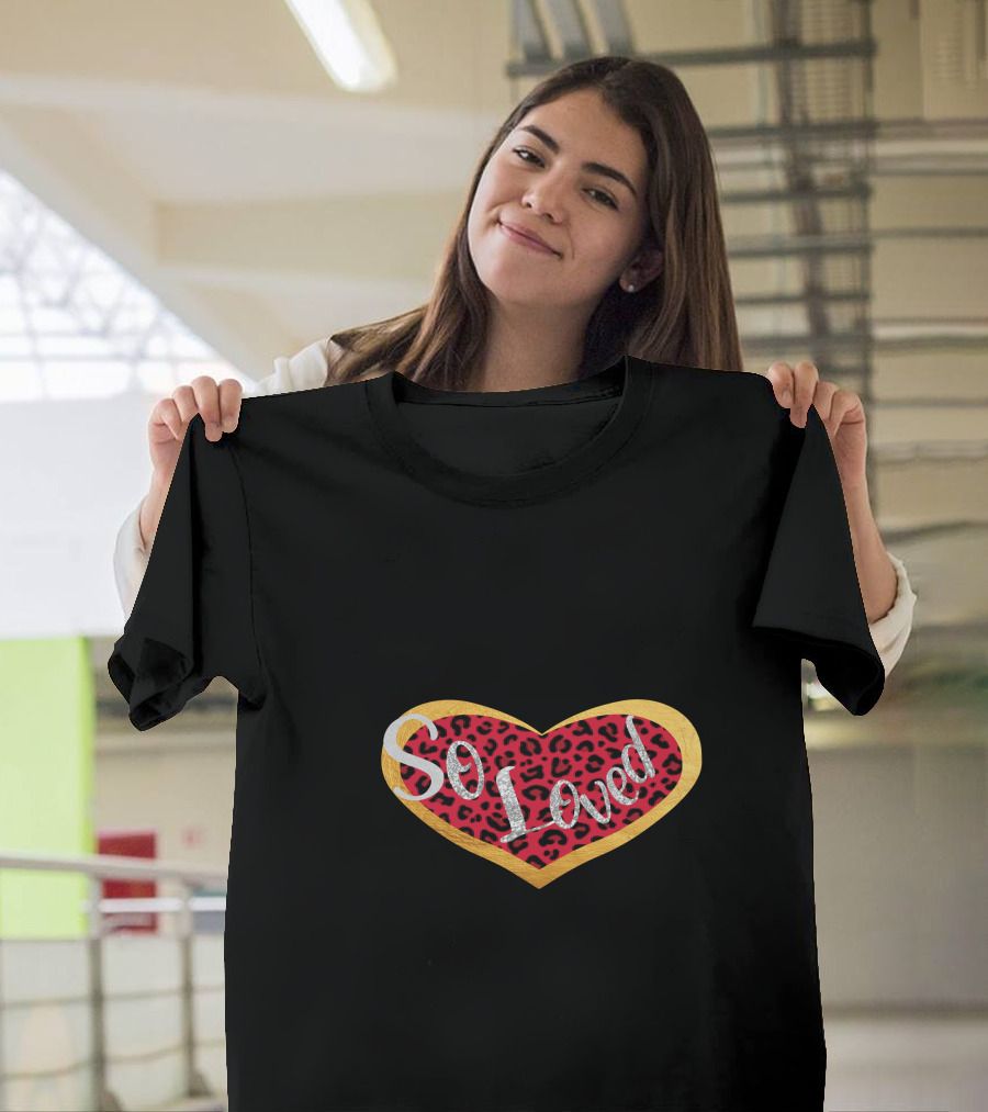 So Loved Heart Red Leopard Valentine's Day T-Shirt