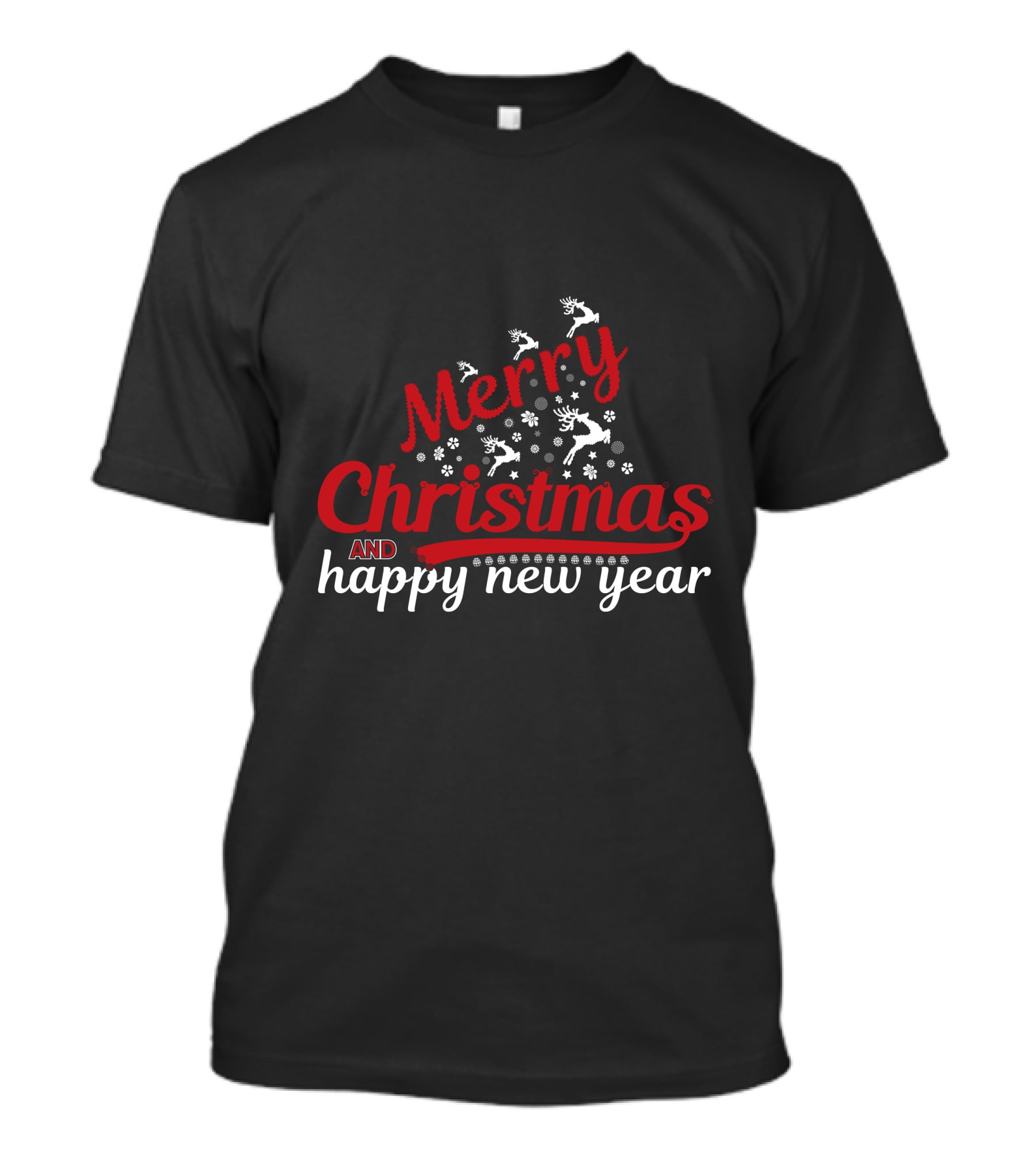 Merry Christmas And Happy New Year Reindeer Snowflakes T-Shirt