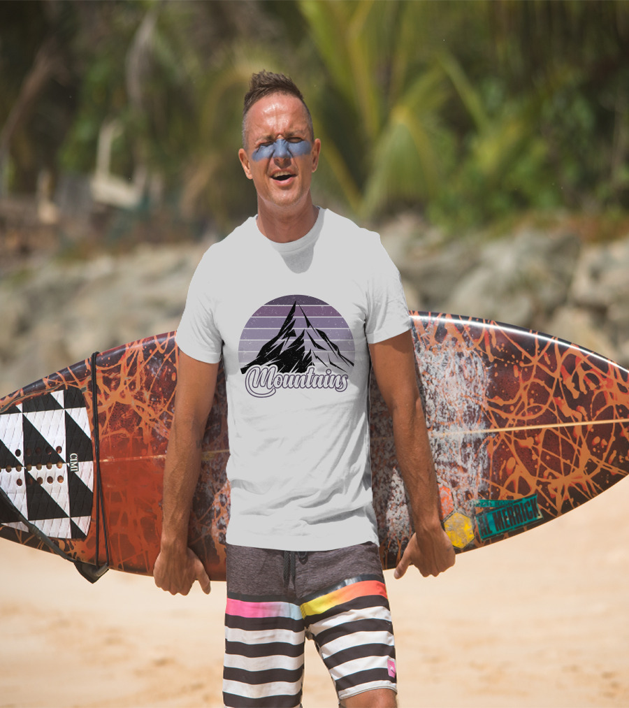 Mountains Vintage Retro Sunset Camping T-Shirt