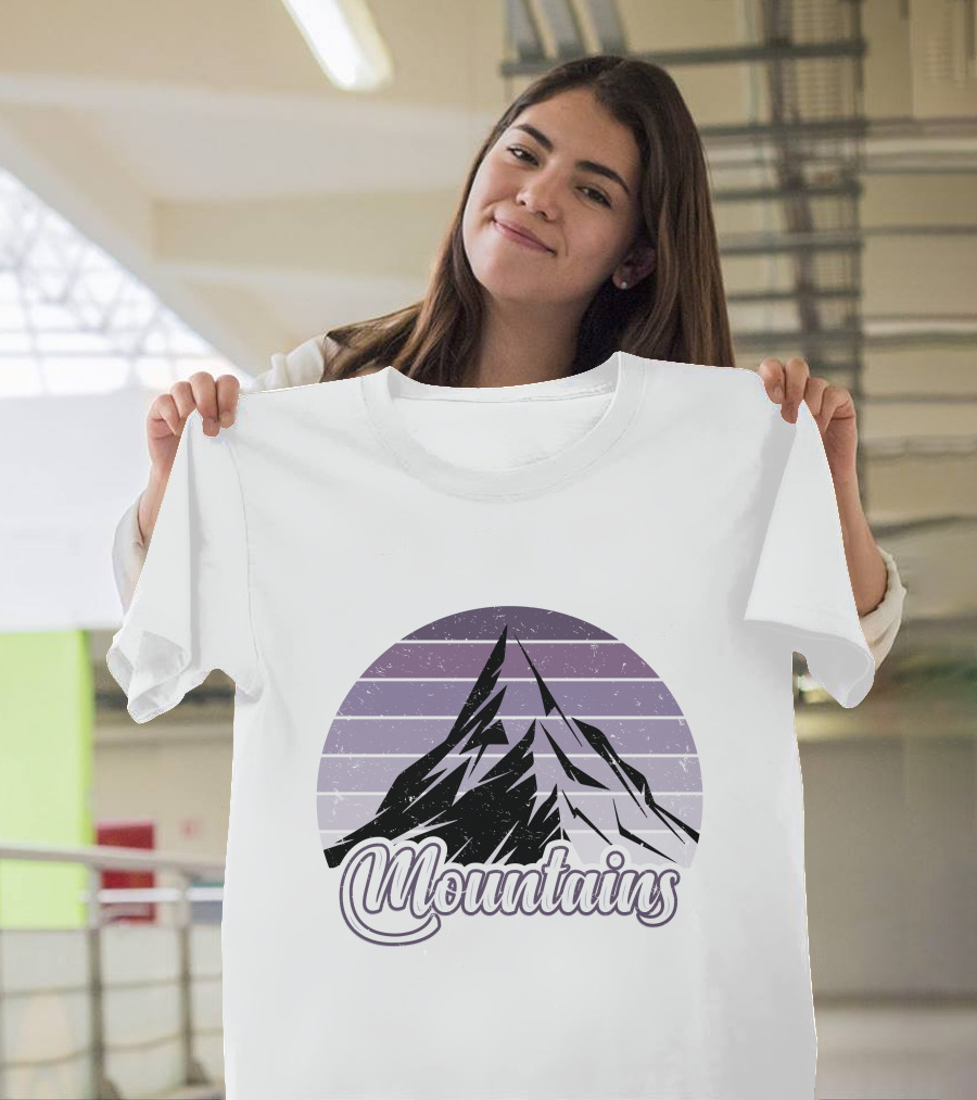 Mountains Vintage Retro Sunset Camping T-Shirt