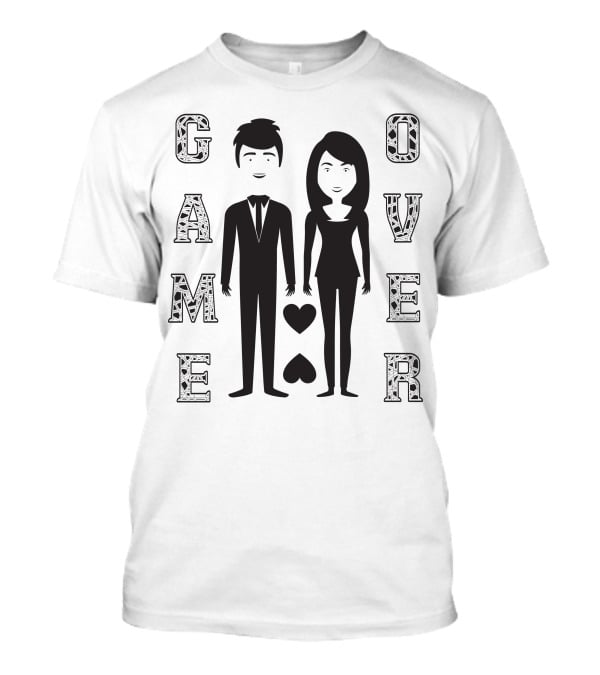 Game Over Wedding Bride And Groom With Hearts T-Shirt