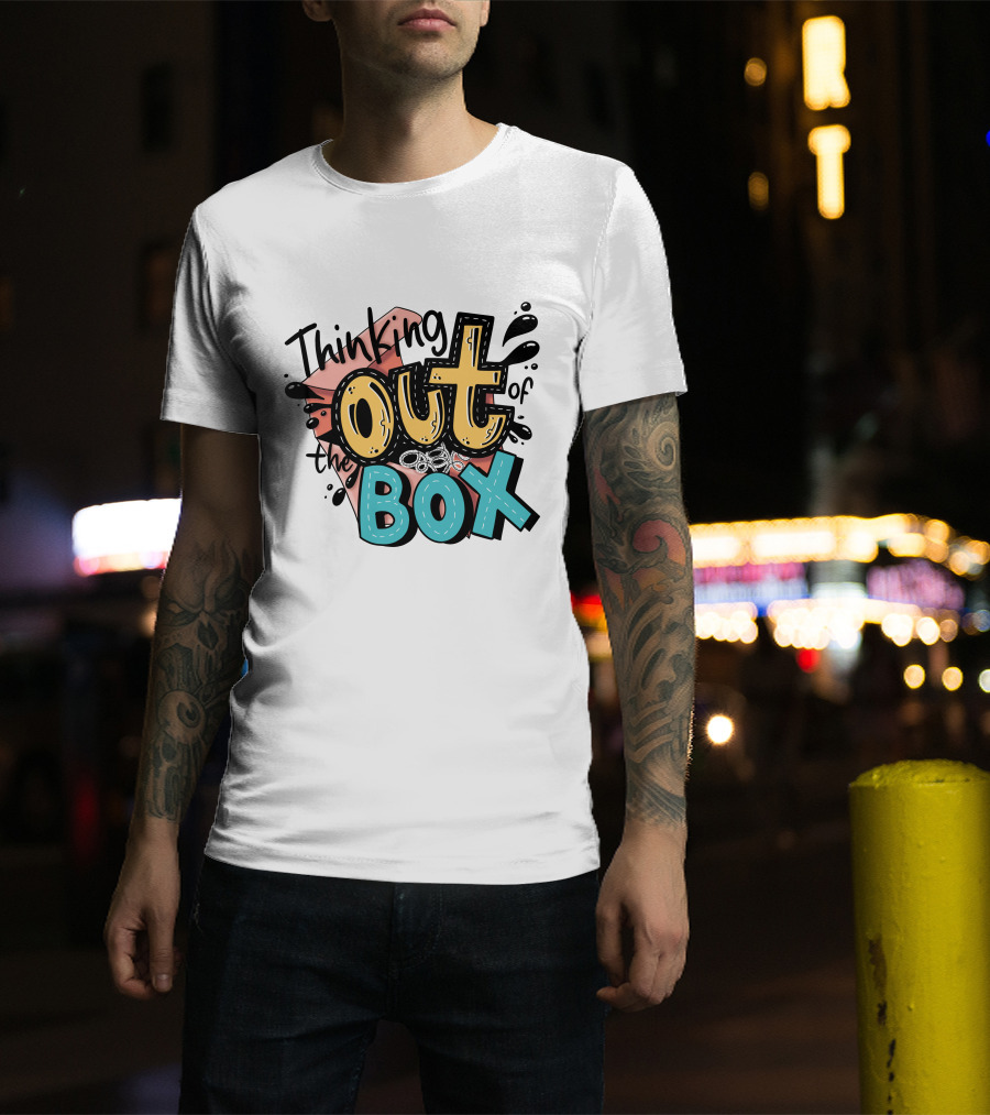 Thinking Out Of The Box Creative Typography T-Shirt