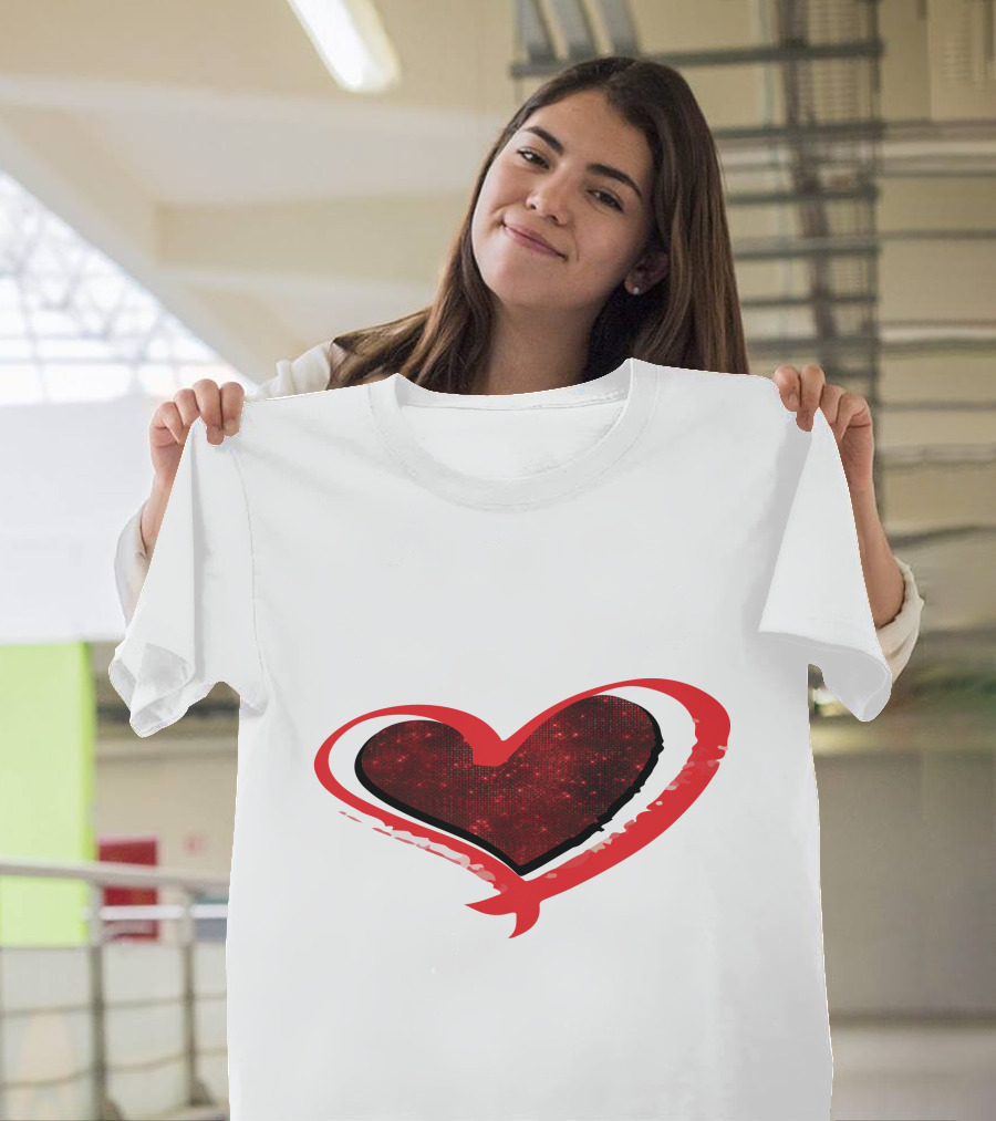 Valentines Day Heart Red Sparkle T-Shirt