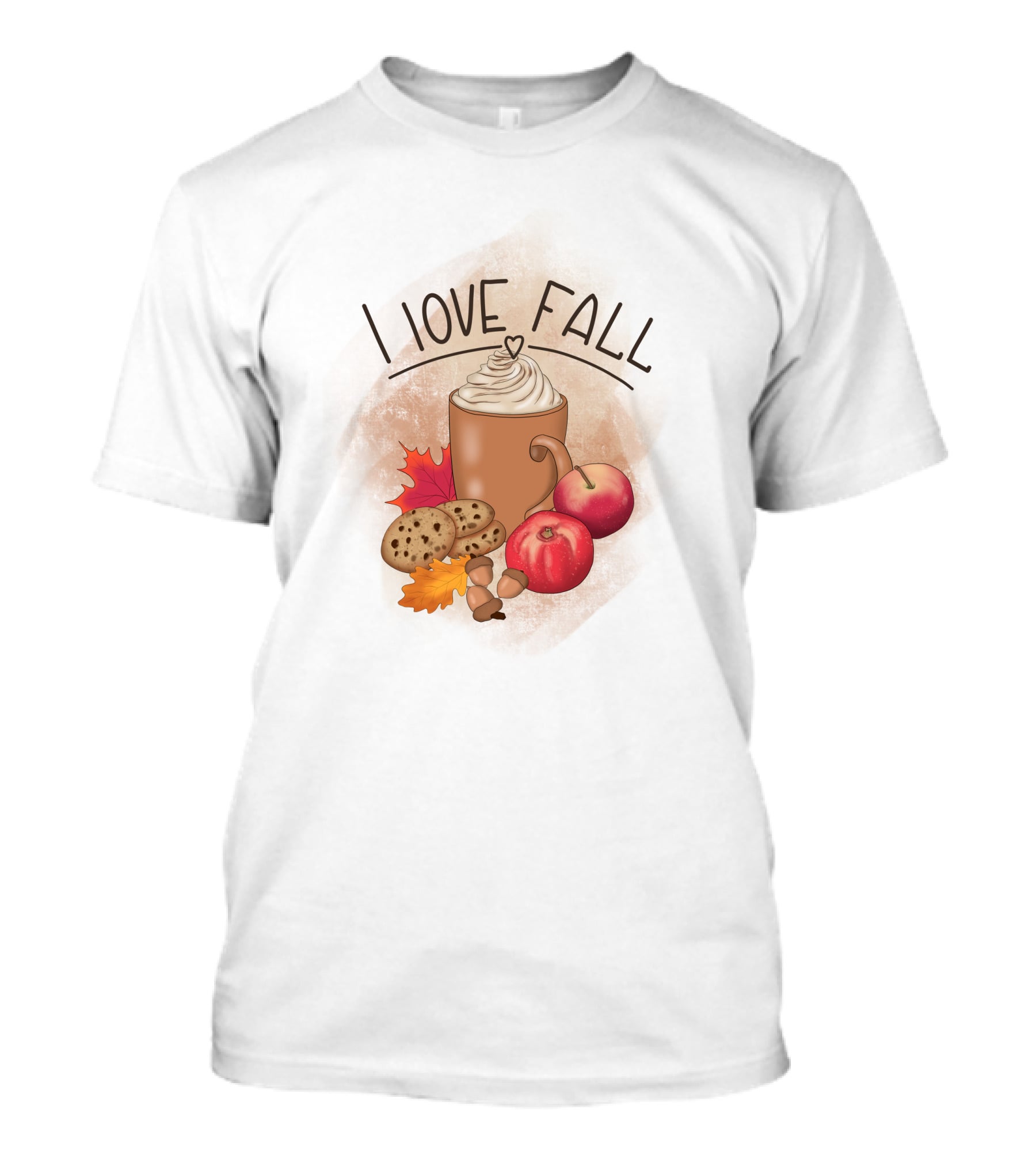I Love Fall Coffee Apples Cookies Leaves Acorns T-Shirt