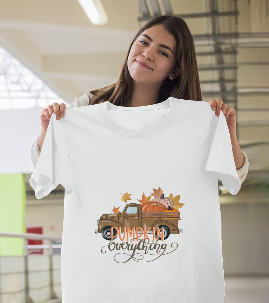 Pumpkin Everything Fall Truck With Leaves T-Shirt