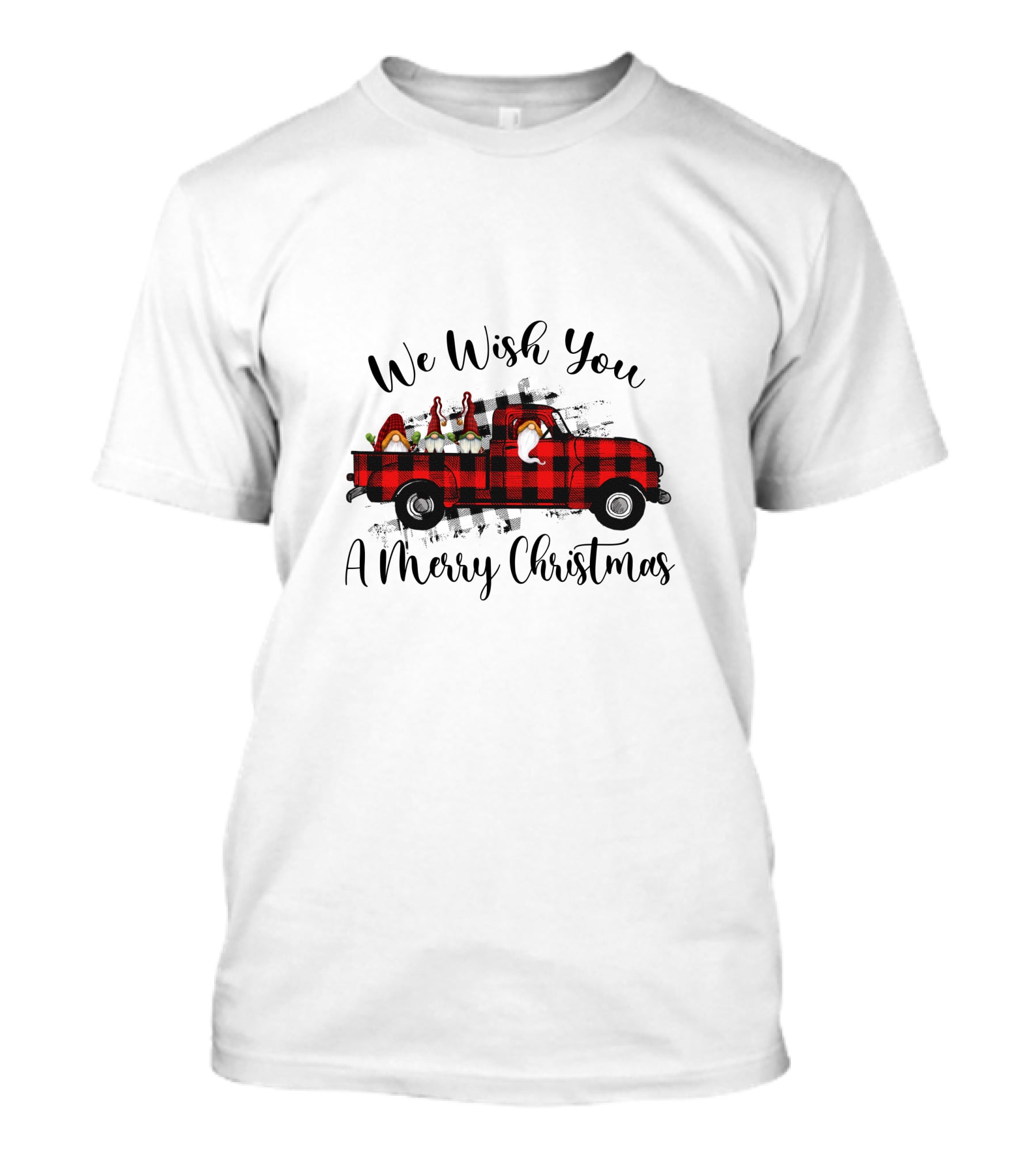 We Wish You A Merry Christmas Plaid Truck Holiday T-Shirt