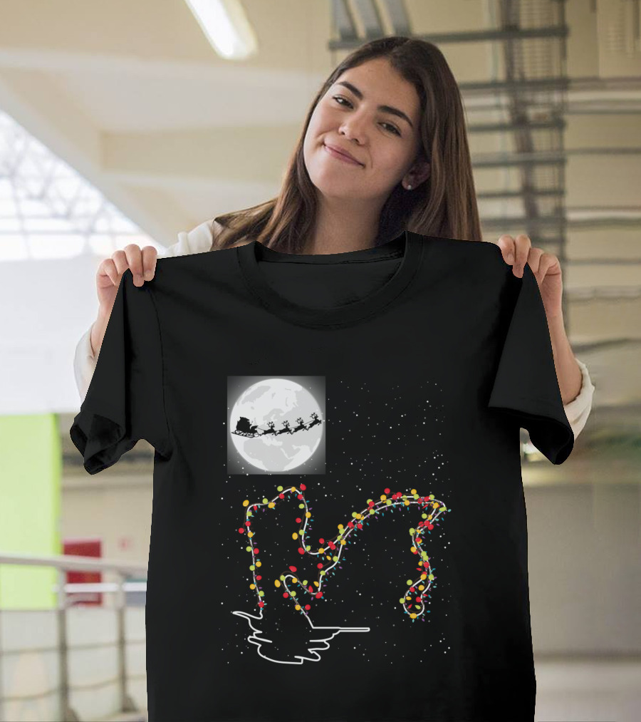 Sweet Christmas Night With Santa And Loch Ness Lights T-Shirt