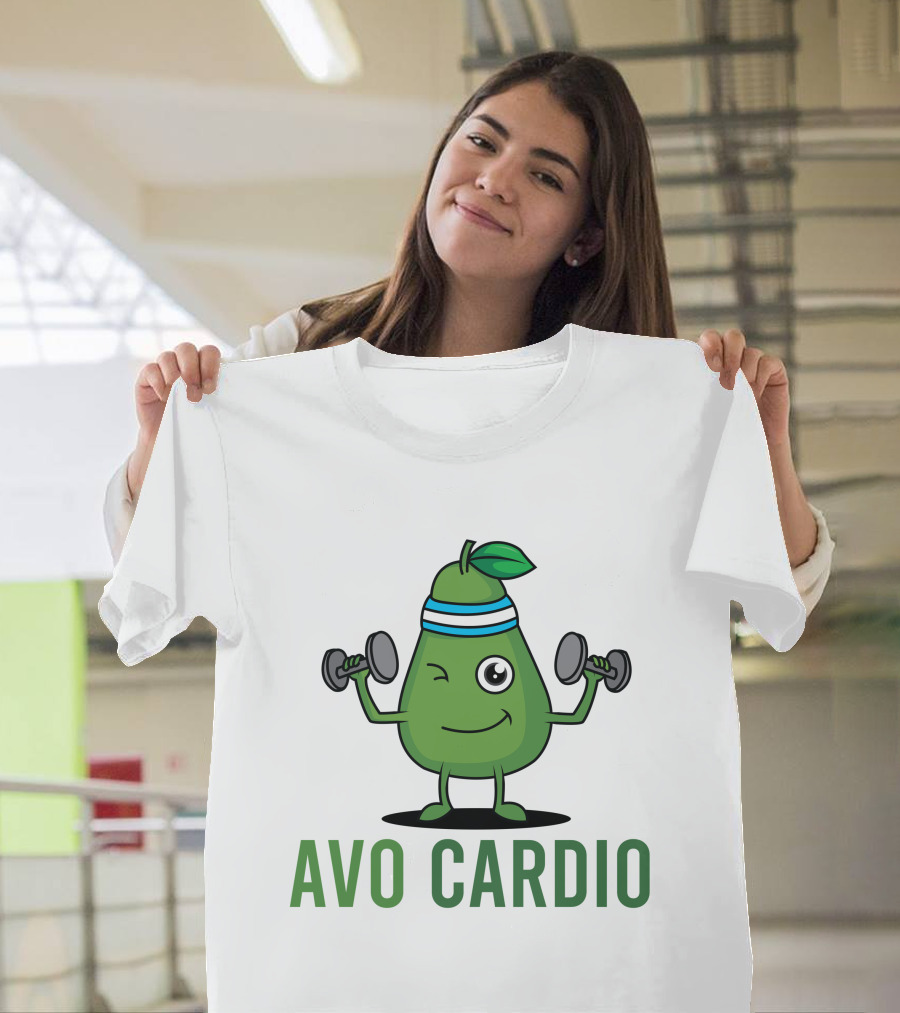 Avo Cardio Winking Avocado Dumbbell Workout T-Shirt