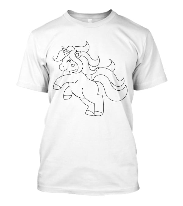 Cute Unicorn Coloring Page T-Shirt