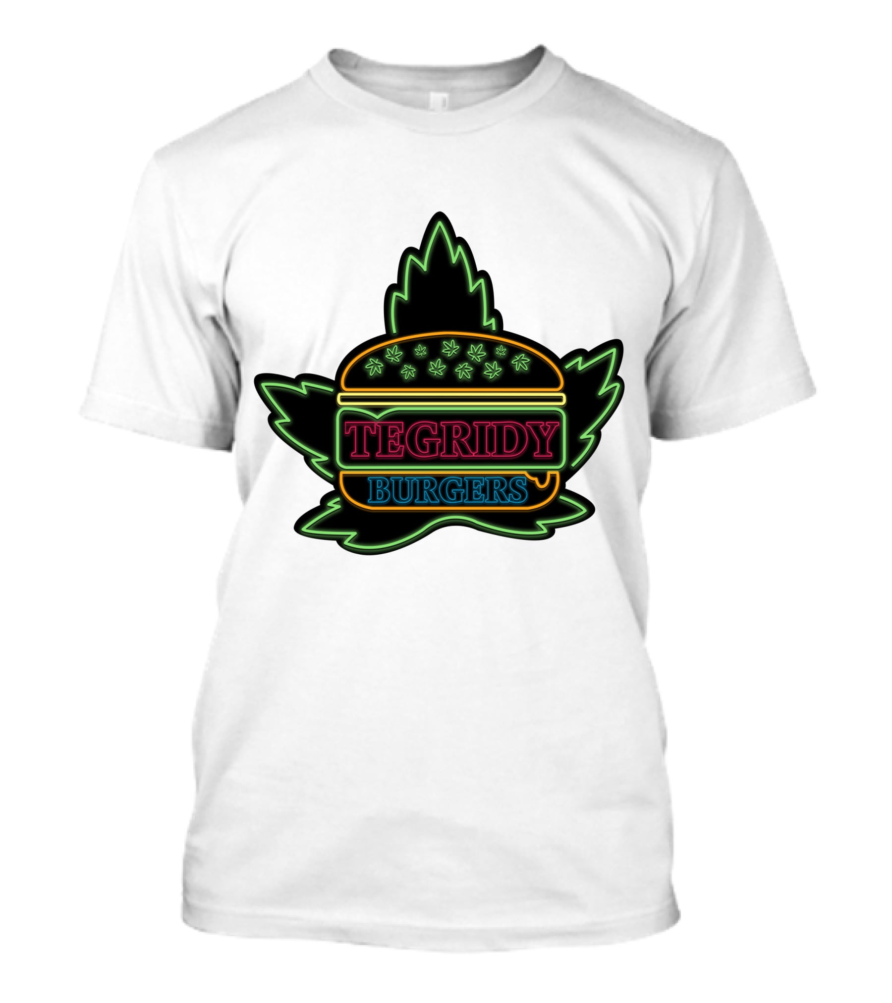 Tegridy Burgers Neon Sign With Leaf And Burger Outline T-Shirt