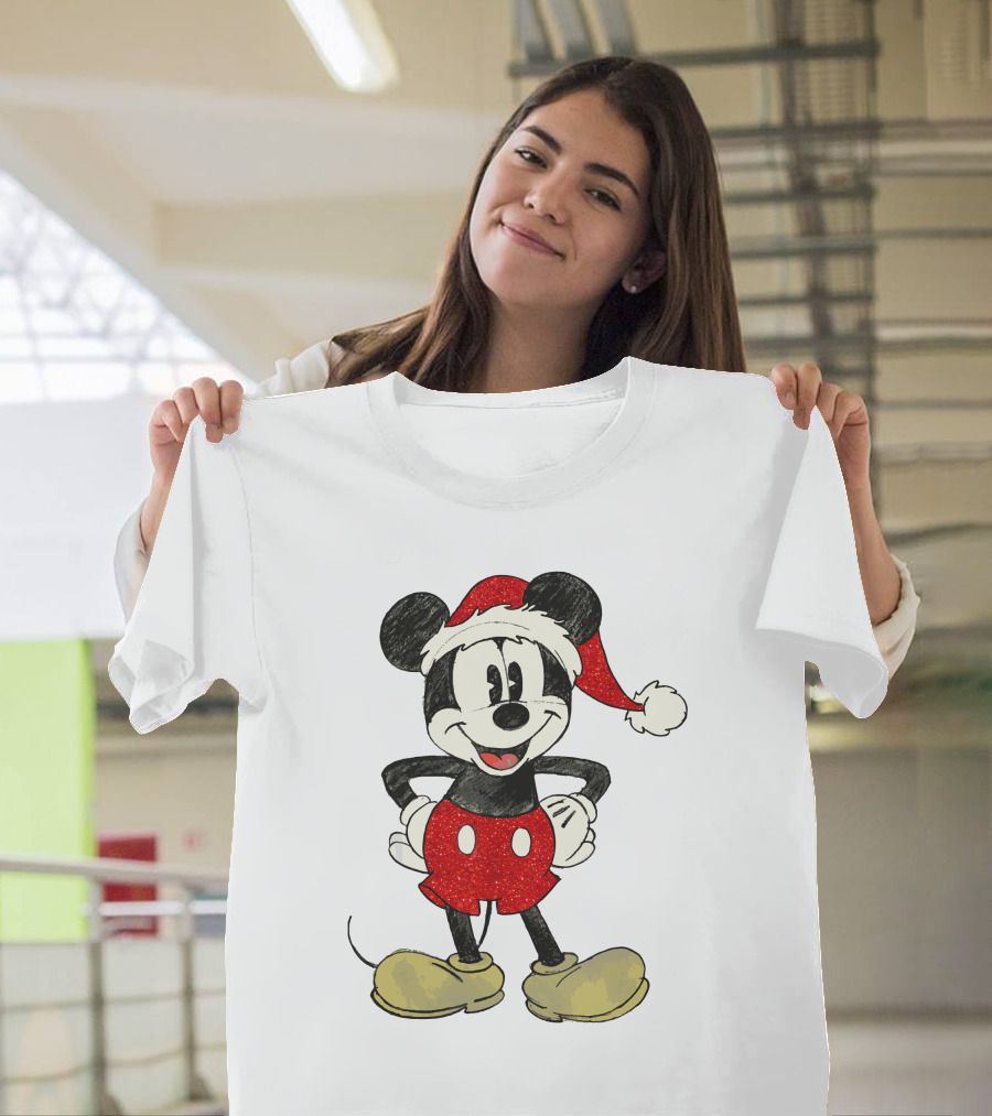 Mickey Mouse Santa Hat Christmas Disney T-Shirt